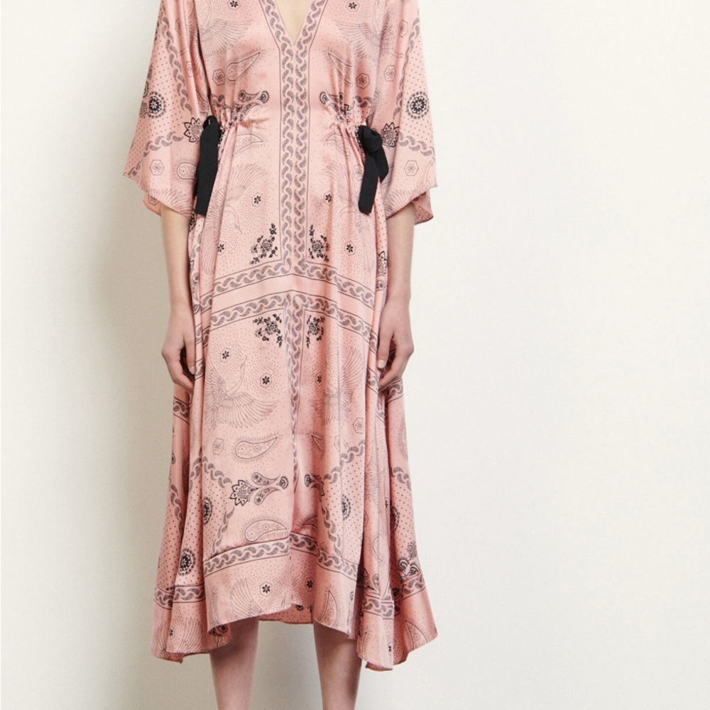 Sandro Asymmetrical Pink Patterned Dress